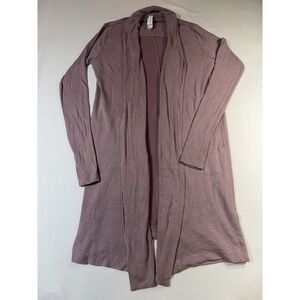 Athleta Cardigan Sweater Long  Womens Medium Tall Purple Open Front Long Sleeve